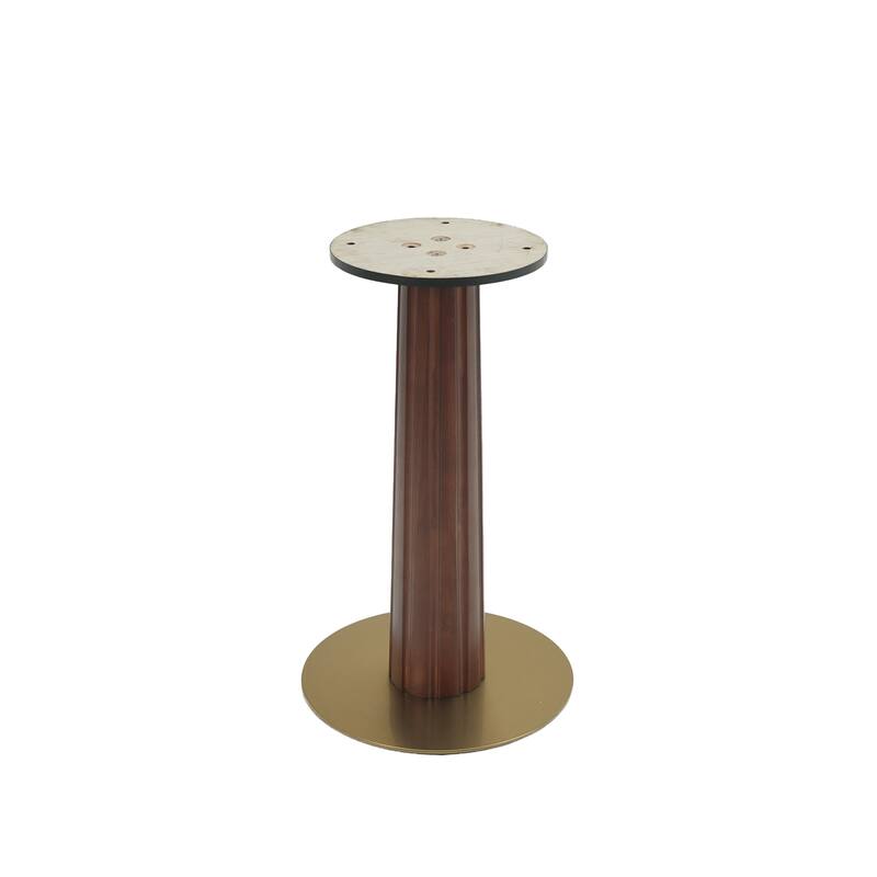 Modern Square Dining Table, 33.5" Tempered Glass Table with Wooden Leg & Gold Base, 2 - Person Kitchen Table for Small Space