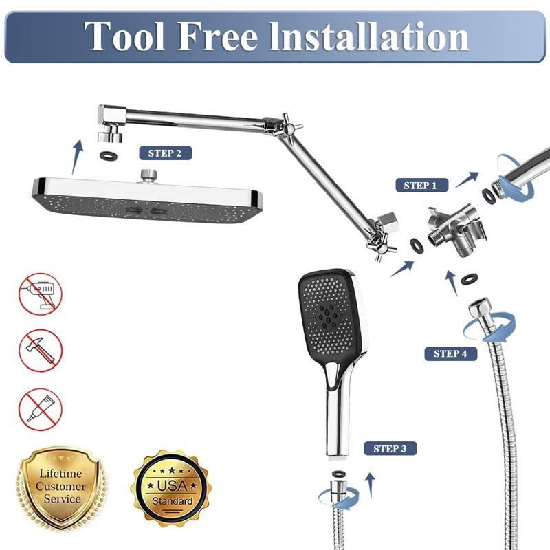 Shower Head With Handheld Combo, High-Pressure Rain/Rainfall