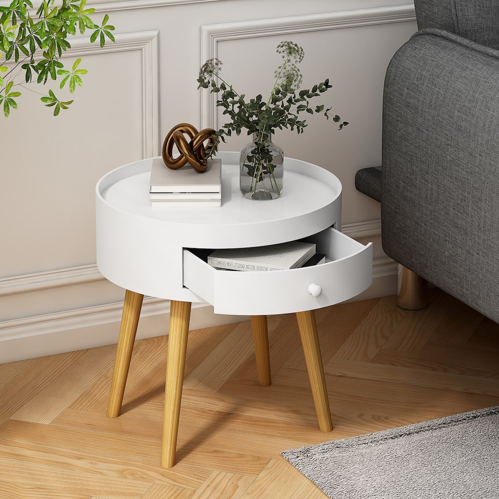 18"H Storage Drawer Bedside Table Bedside Table Sofa Side Coffee Table Furniture Living Room