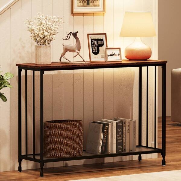 Simple Sofa Table with Glass Shelf for Entryway - Bed Bath & Beyond ...