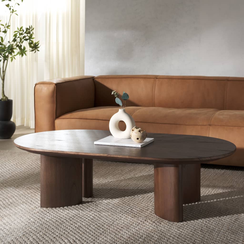SAFAVIEH Couture Barnard Oval Wood Coffee Table - 56"W x 30"D x 15"H