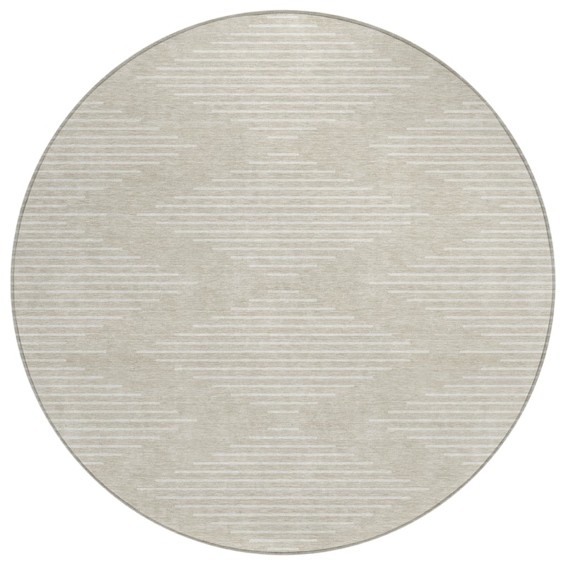 Machine Washable Indoor/ Outdoor Modern Stripe Chantille Rug