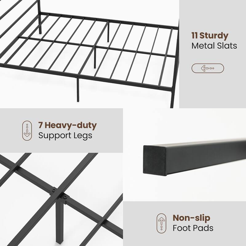Gymax Twin/Full/Queen Metal Canopy Platform Bed Frame Mattress