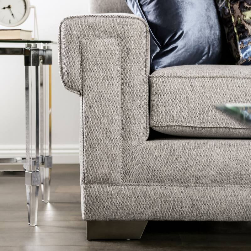 Grett Transitional Grey Wood Padded Loveseat by Furniture of America