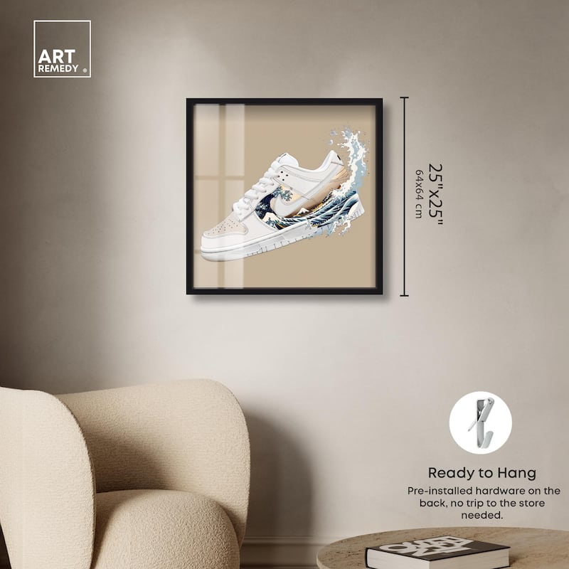 Great Wave Sneaker Splash Shadowbox by Art Remedy
