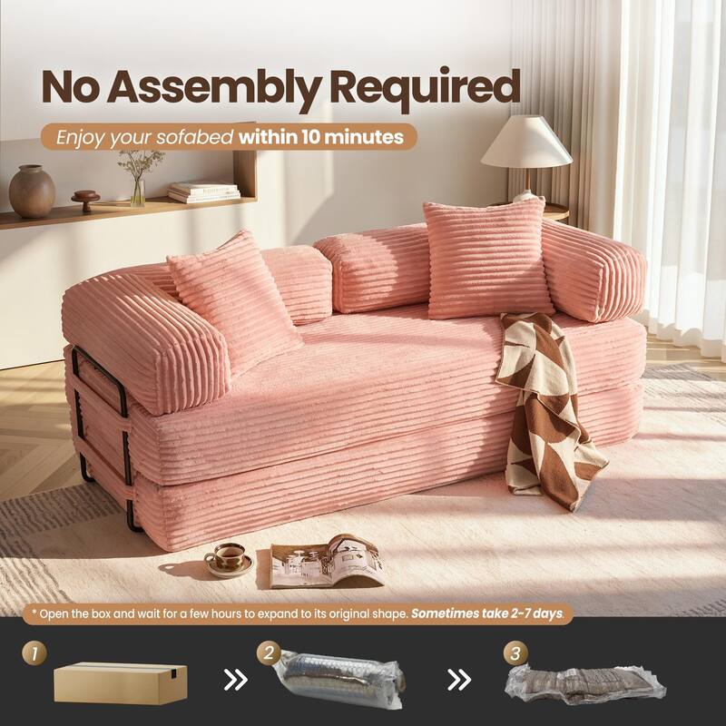 OVIOS Non-Aseembly Convertibe Modular Loveseat Sofa Bed