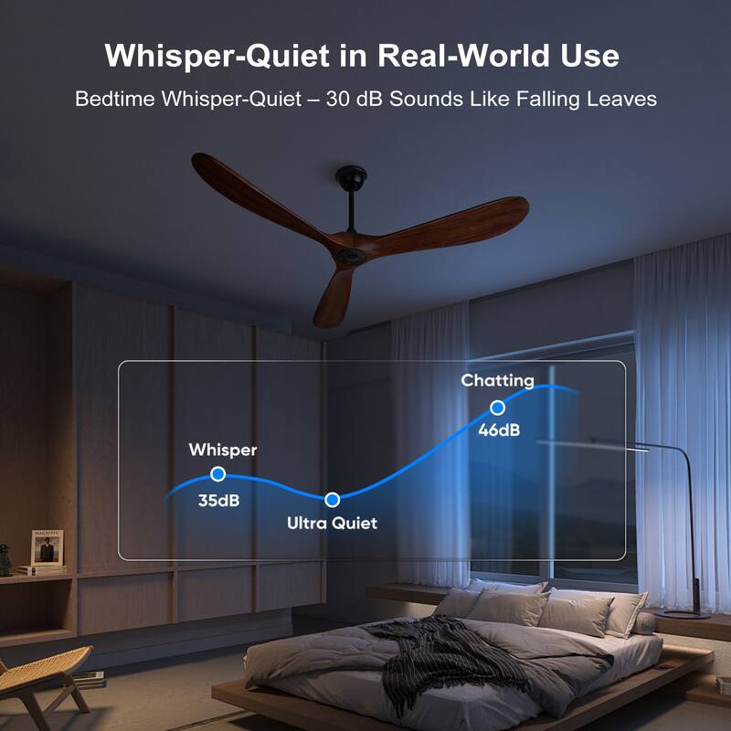 72"Large Size Solid Wood Ceiling Fan without Lights with Remote Control and Wall Switch, for Patio,Indoor,Living Room,Bedroom