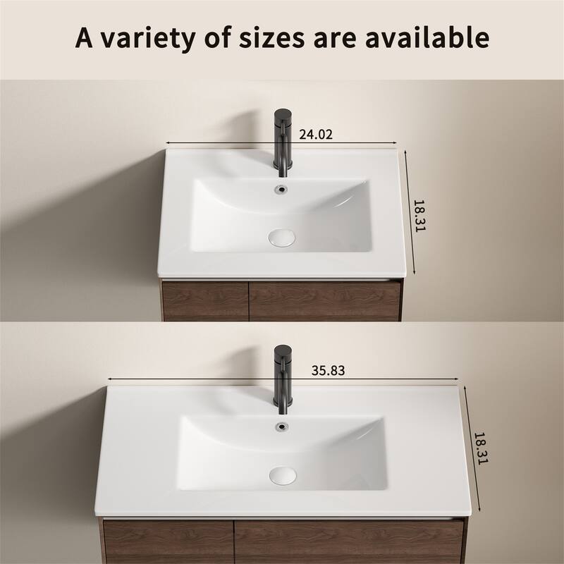 36 Inch Glossy White Ceramic Vessel Sink