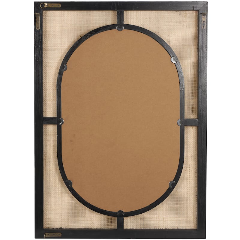 Rattan Wall Mirror with Black Accent Frames - Brown - Roche River Decor