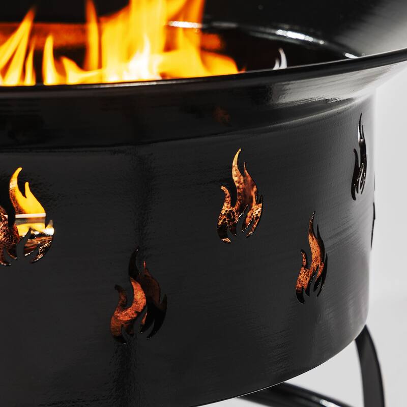 19" Round Steel Propane Gas Fire Pit with 50000 BTU
