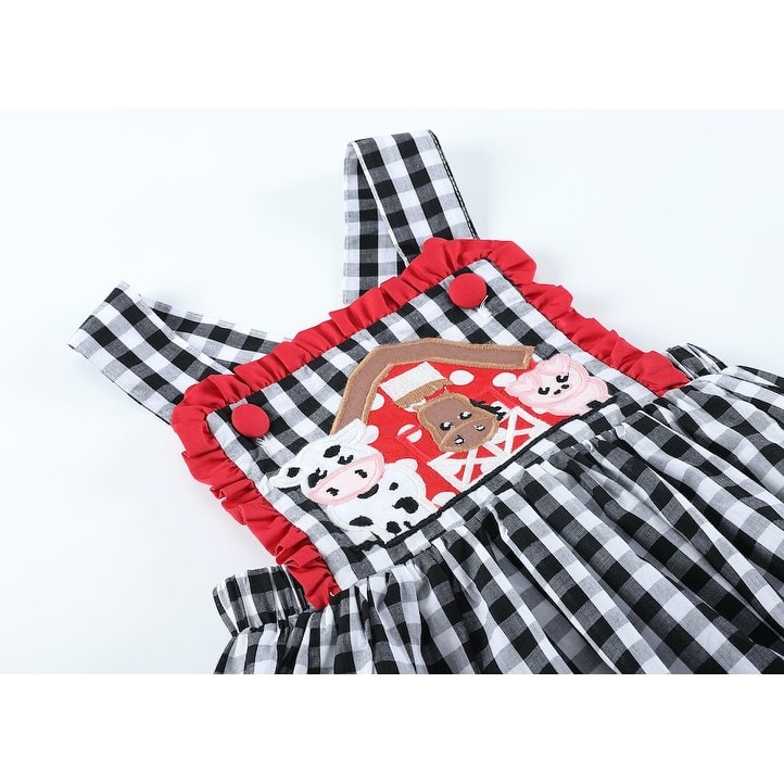 Lil Cactus Black Gingham Barn Scene Jumper Dress
