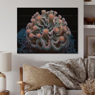 Designart 'Colorful Hyperbolic Deep Sea Coral VII' Coastal Wood Wall ...