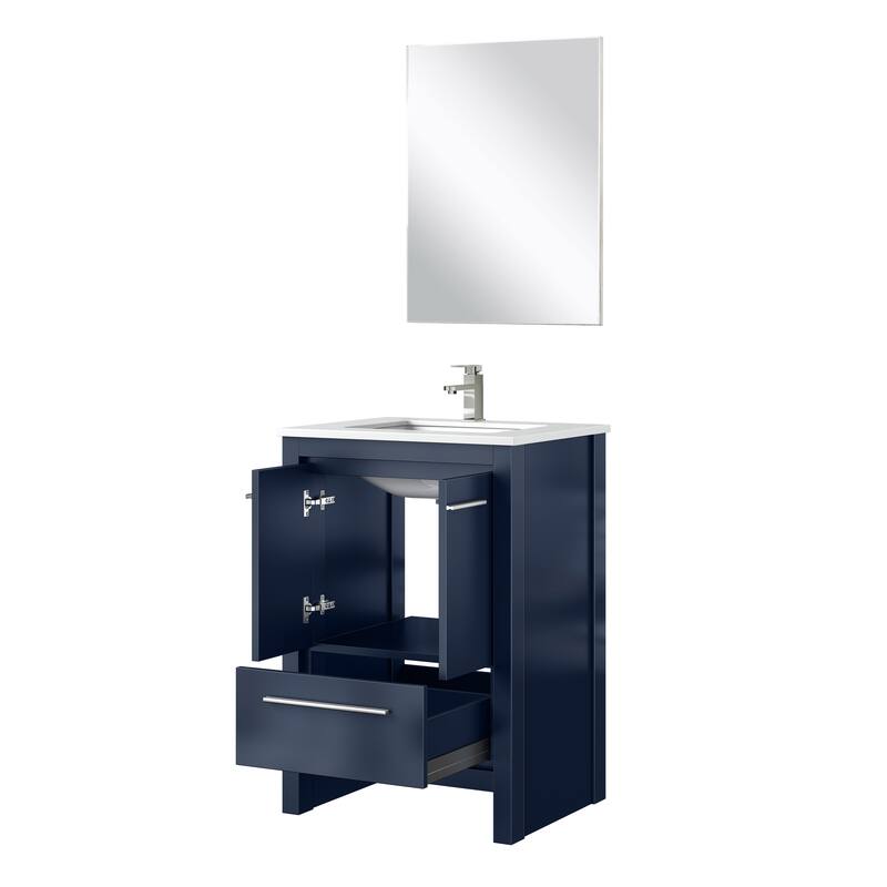 Lafarre Bath Vanity Quartz Top, Sink, Mirror & Brushed Nickel Faucet