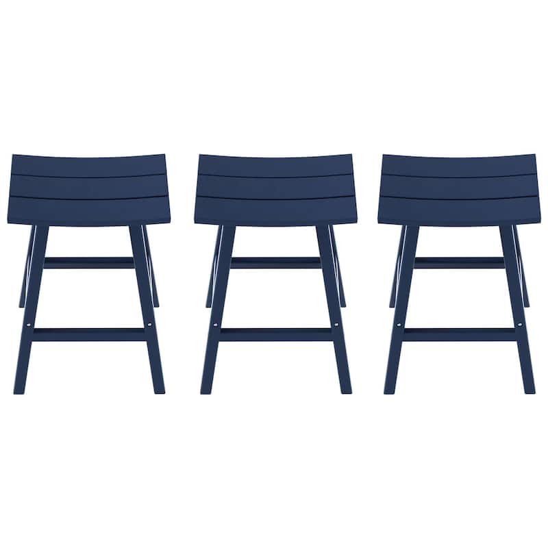 Laguna Hdpe All Weather Outdoor Patio 29" Saddle Seat Bar Stool (Set Of 3)