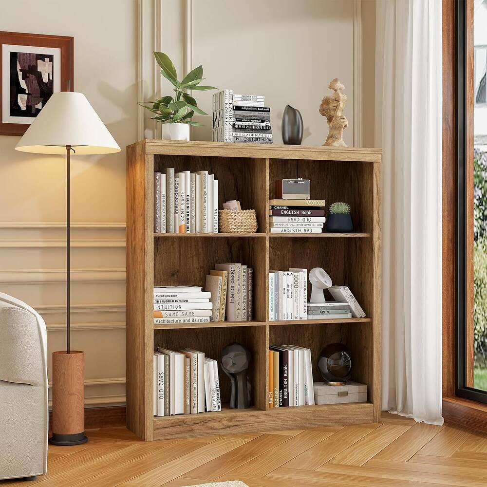 Farmhouse 6-Cube Storage Organizer Bookshelf, Standing Display Cabinet for Home Office