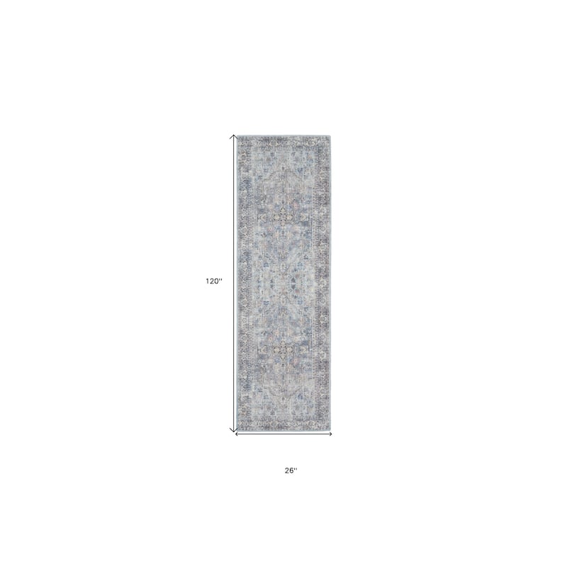 Race Power Loomed Distressed Floral Area Rug By HomeRoots - 10' Runner