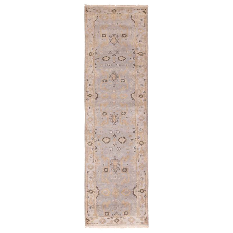ECARPETGALLERY Hand-knotted Royal Oushak Grey Wool Rug - 3'1 x 11'8