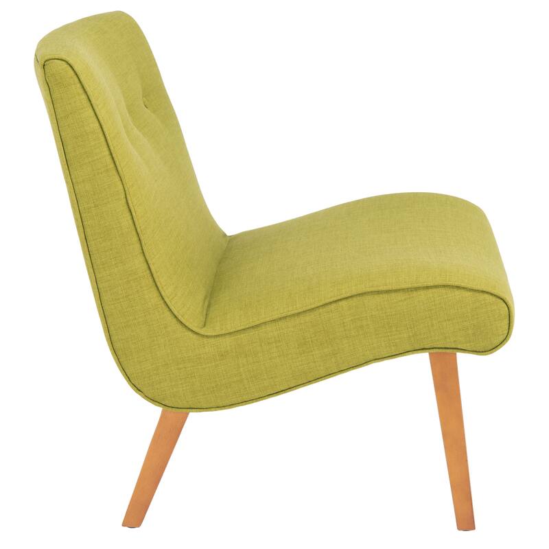 SAFAVIEH Mid-Century Mandell Green Chair With Buttons - 25.2" W x 29.9" L x 30.7" H