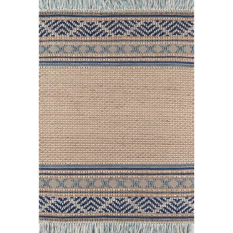Momeni Esme Handmade Wool and Cotton Tribal Tapestry Area Rug - 3'9" x 5'9" - Blue - Runner/Rectangle