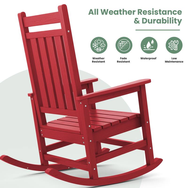 HDPE Outdoor Patio Rocking Plastic Adirondack Chair