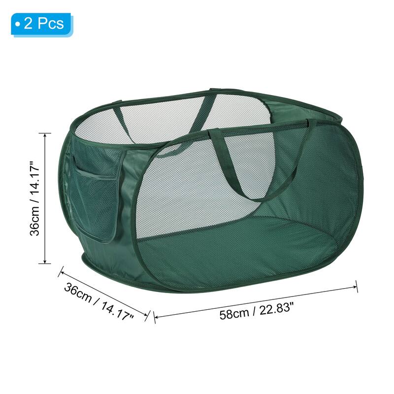 Mesh Laundry Hamper, 2 Pack Collapsible Laundry Baskets Laundry Bag - Green