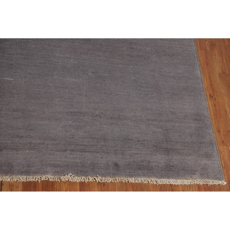 Gray Modern Gabbeh Oriental Area Rug Handmade Solid Wool Carpet - 8'5" x 9'11"