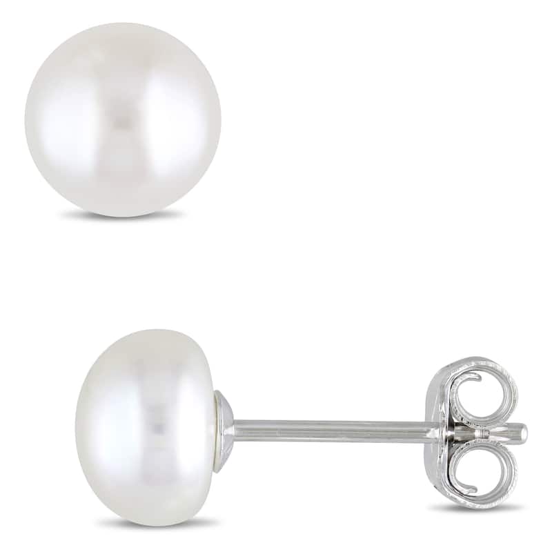 Miadora 7-8mm Freshwater Cultured Pearl Stud Earrings with Silvertone Backs