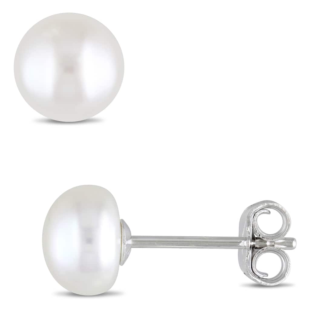 Miadora 7-8mm Freshwater Cultured Pearl Stud Earrings with Silvertone Backs
