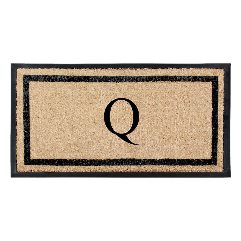 A1HC Rubber and Coir Heavy Weight large Outdoor Durable Monogrammed Doormat 24"X48", Beige - Q_