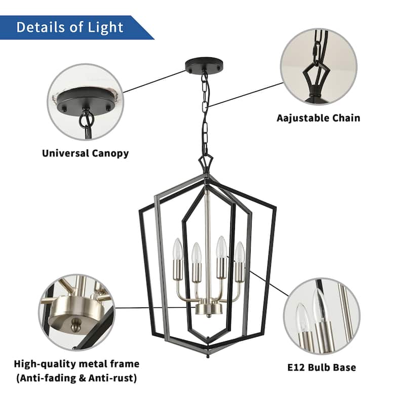 4-Lights Lantern Metal Chandeliers