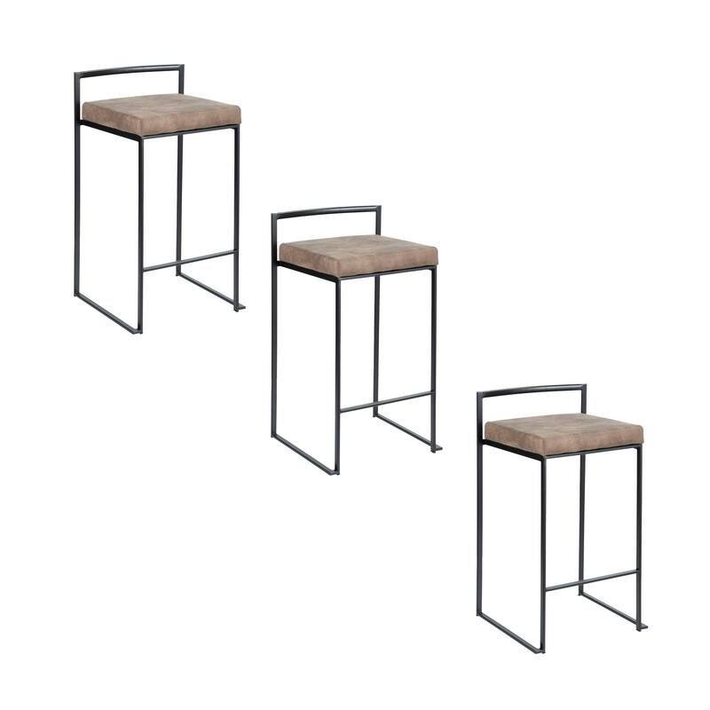 Porch & Den Forrest Black Stackable Fully Welded Counter Stool (Set of 3)
