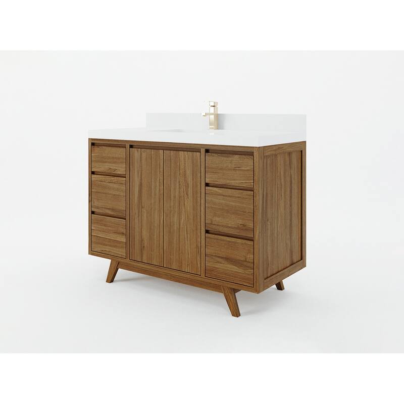 Willow Collections 48 in. W x 22 in. D Madison Teak Single Sink Bathroom Vanity with Countertop