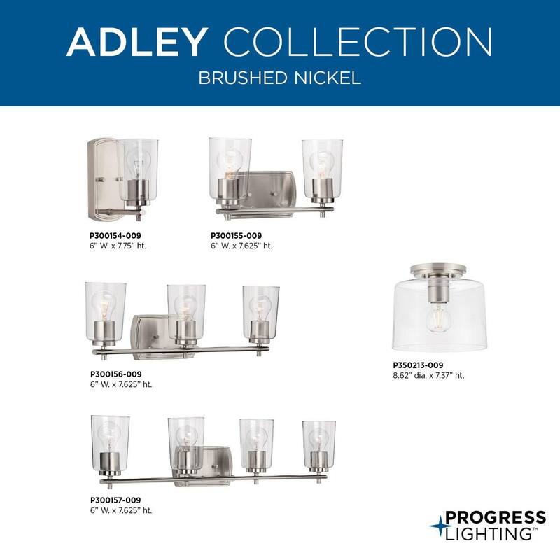 Adley Collection Three-Light Brushed Nickel Etched White Opal Glass New Traditional Semi-Flush Convertible Light