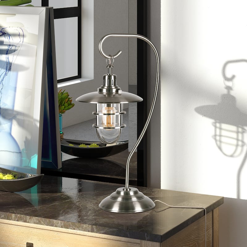 Carbon Loft Ecthelion Nautical Lantern-style Table Lamp - Silver