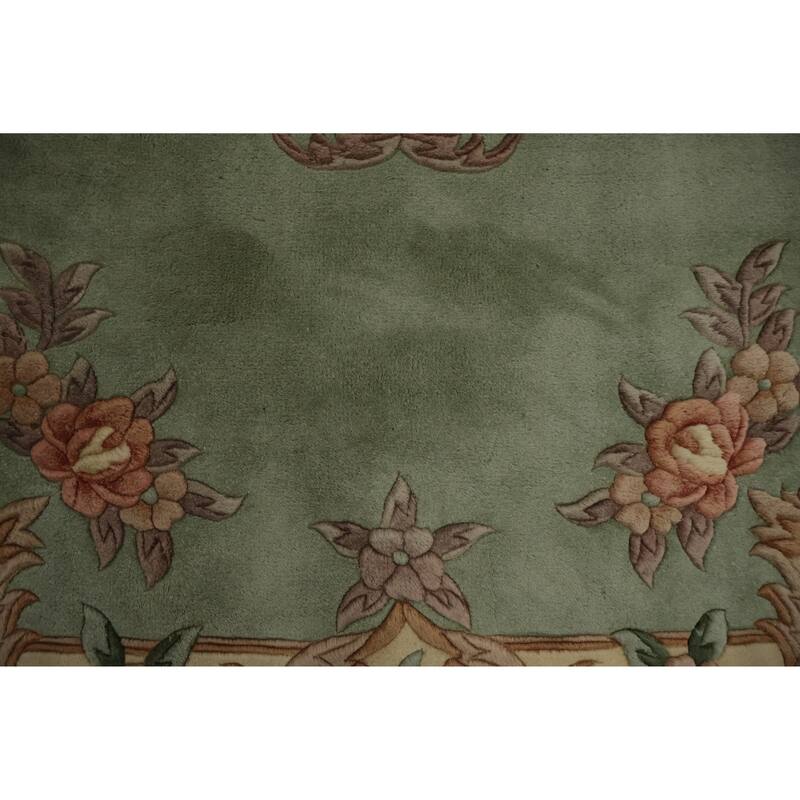 Hand Knotted Oriental 100% Wool Carpet Traditional Floral Green Art Deco Area Rug - 6' 1'' X 3' 11''