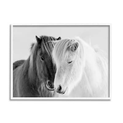 Stupell Wild Horse Animal Pair Black White Southwestern Photograph Framed Wall Art - Grey