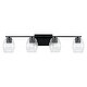 preview thumbnail 6 of 10, Lucas 4-light Bath/ Vanity Fixture w/ Wavy Embossed Glass