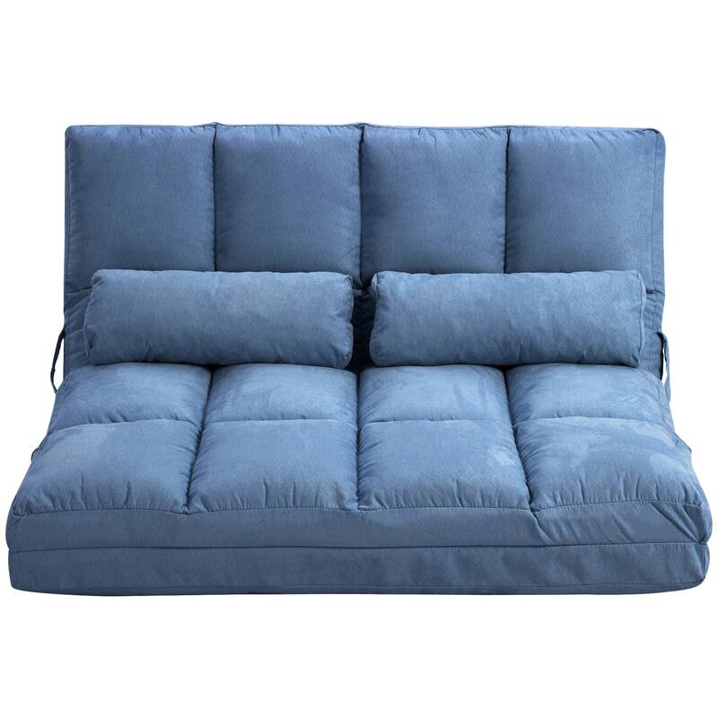 Convertible Floor Sofa Chair, Folding Couch Bed, Guest Chaise Lounge with 2 Pillows, Adjustable Backrest and Headrest