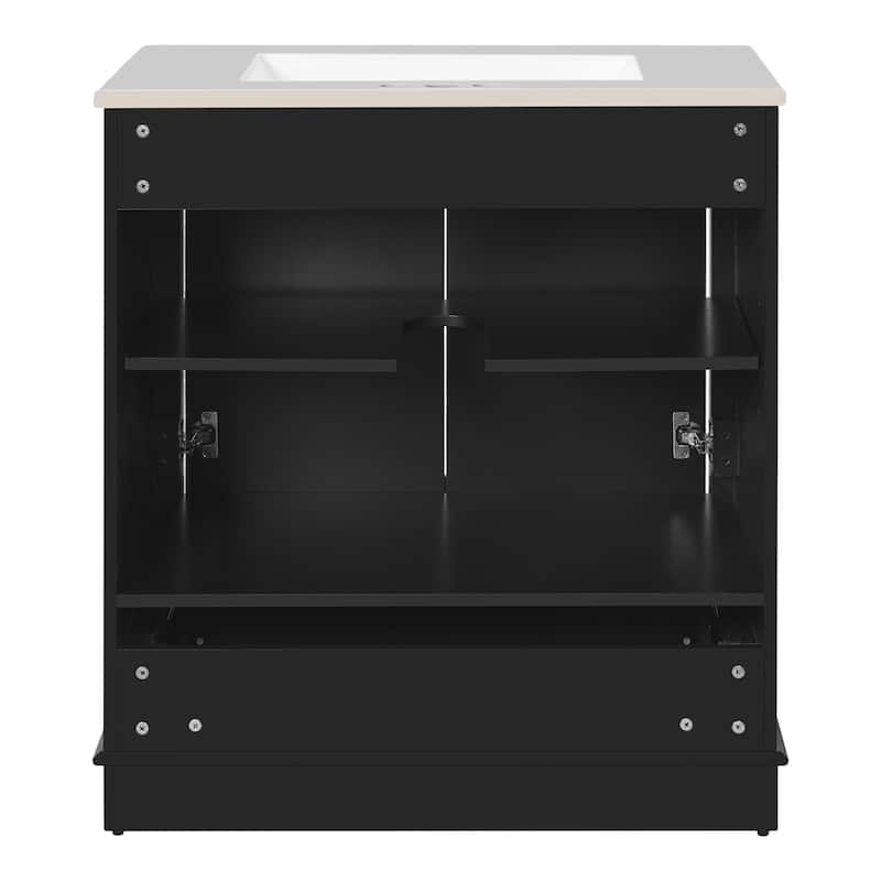 30" Luxurious Bathroom Vanity with Ceramic Sink - Bathroom Cabinet with 2 Large Soft Closing Doors
