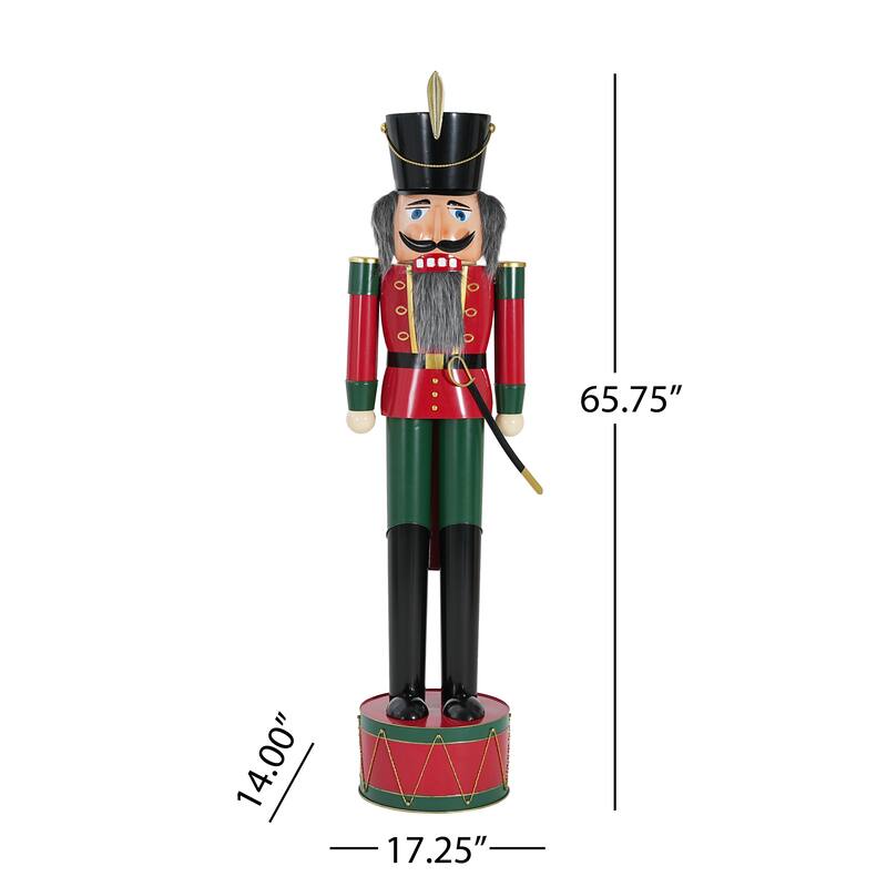 Christopher Knight Home - Jingle Classic Holiday Outdoor Iron Nutcracker Decor with Vibrant Festive Detailing