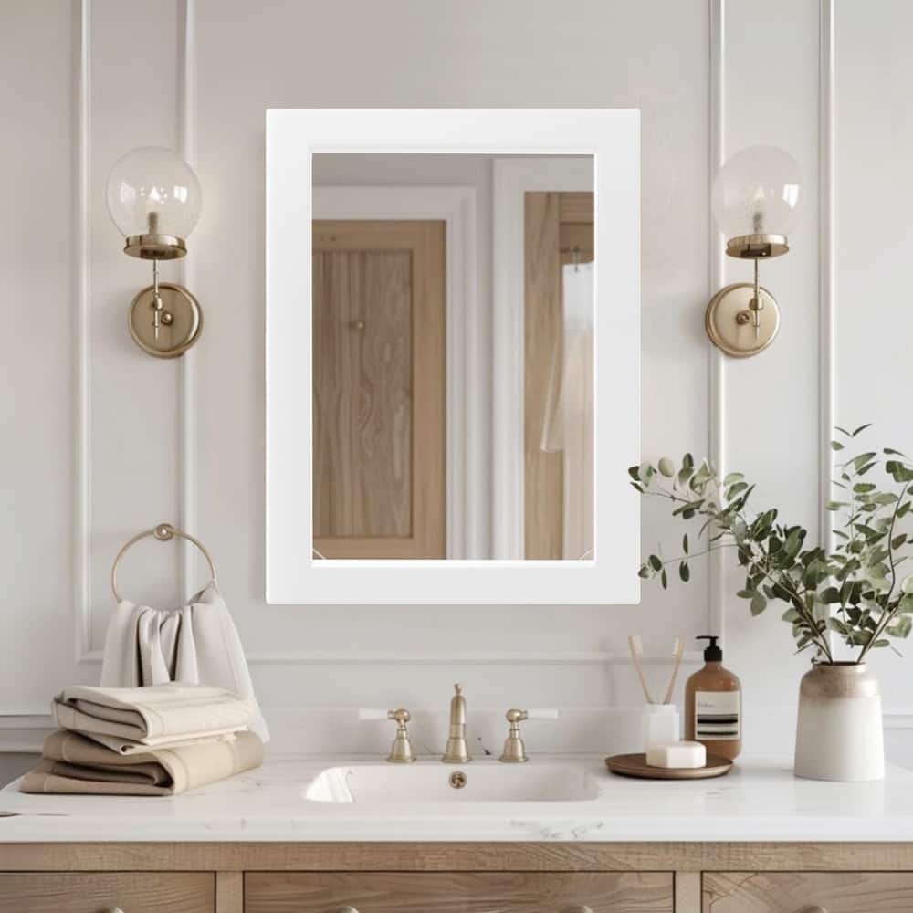 Farmhouse Style Wooden Square Mirror, Pastoral Style in The Bathroom