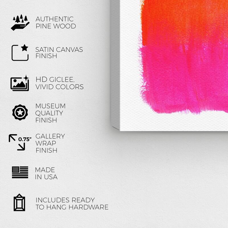 Wynwood Studio Canvas Abstract Peach n Strawberries Pink and Hot Pink Modern & Contemporary Wall Art Canvas Print