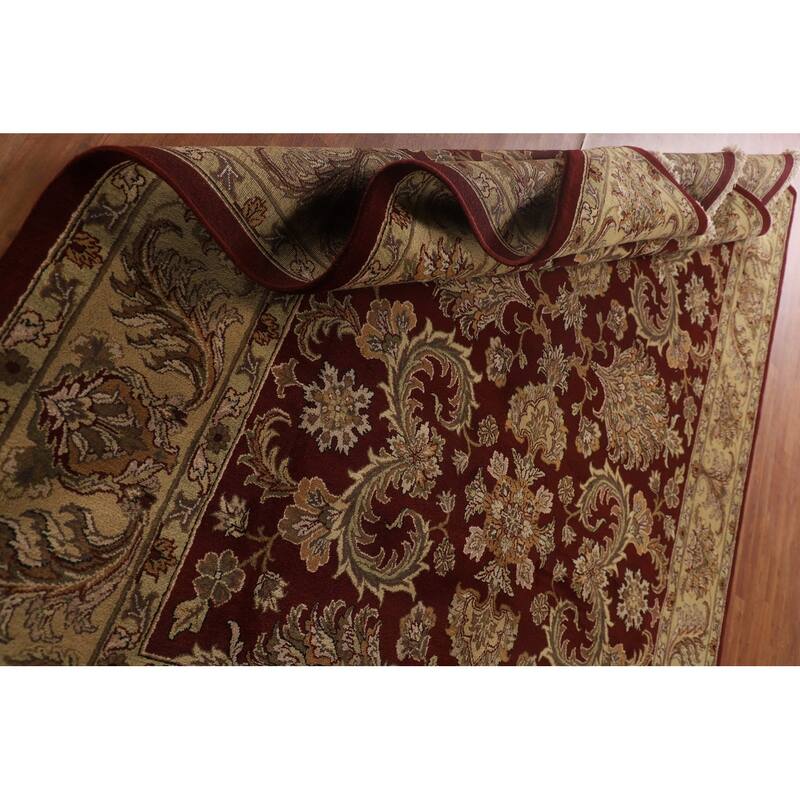 Red Floral Agra Indian Area Rug Hand-Knotted Wool Carpet - 8'3"x 10'1"