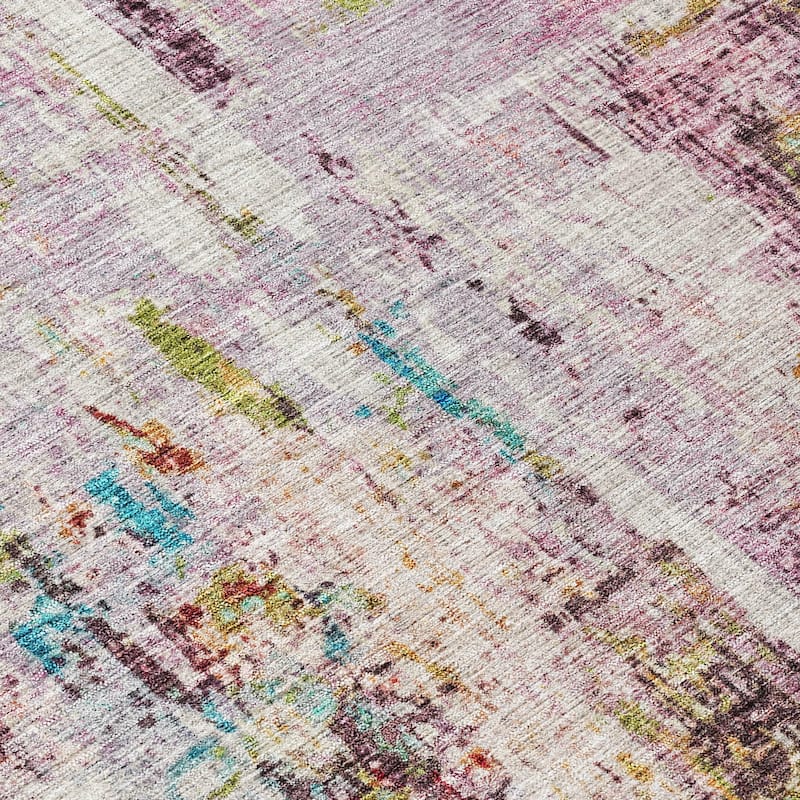 Machine Washable Indoor/ Outdoor Abstract Contemporary Chantille Rug