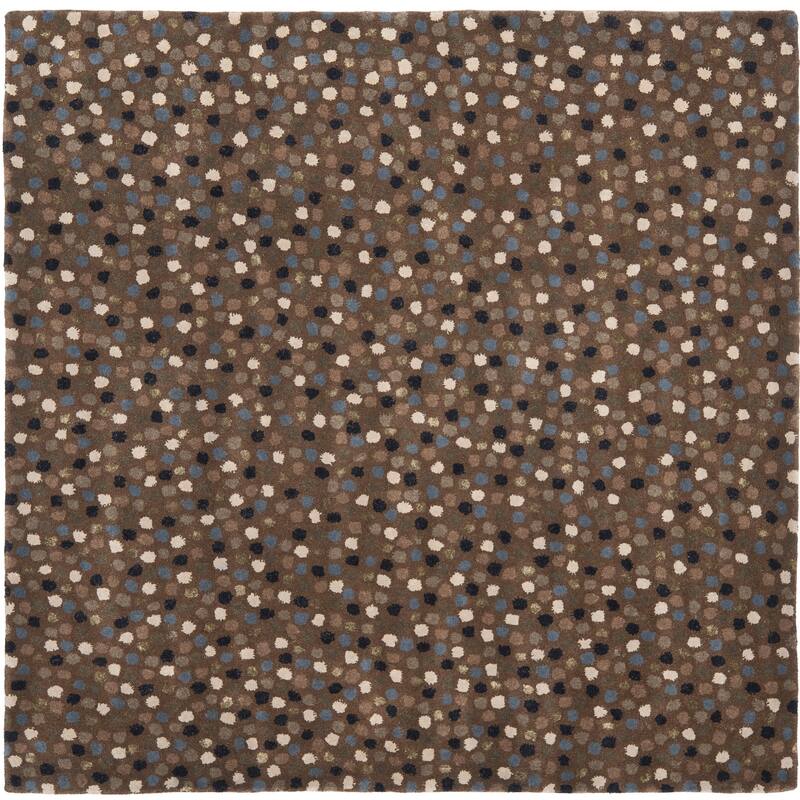 SAFAVIEH Handmade Soho Star Dots N.Z. Wool Rug - 6' Square - Dark Grey/Multi