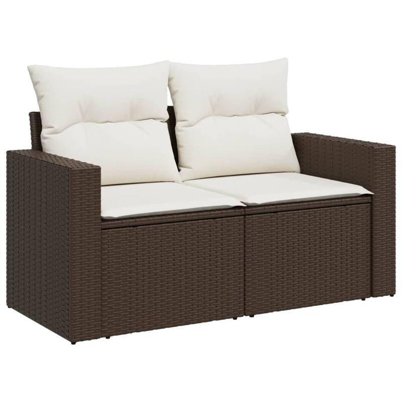 vidaXL Patio Sofa Set with Cushions Outdoor Furniture 6 Piece Poly Rattan - 21.7 x 39.4 x 28.7 in