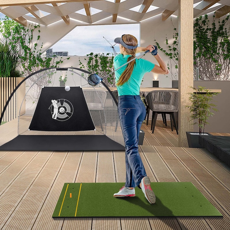 Costway 5 x 3 FT Golf Hitting Mat Artificial Indoor Outdoor Turf Golf - See Details
