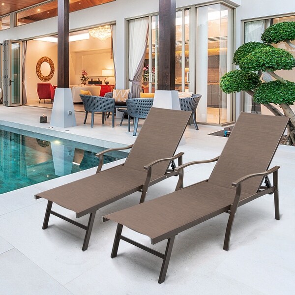 Outdoor Patio Aluminum Adjustable Chaise Lounge Chair (Set of 2) - 76.18