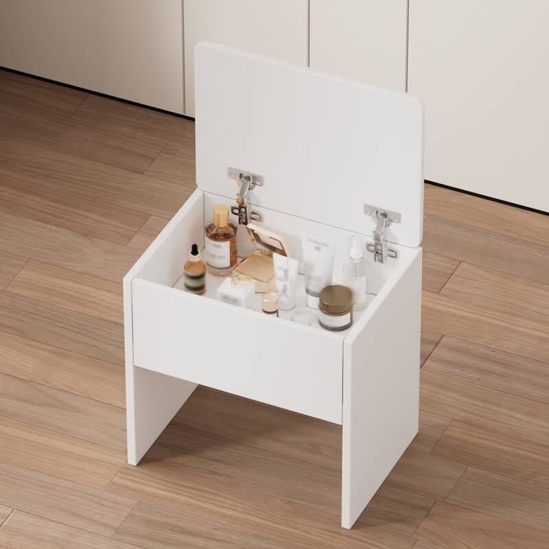 Makeup Vanity Table Set with 3 Adjustable Lighted Mirror and Storage Chair