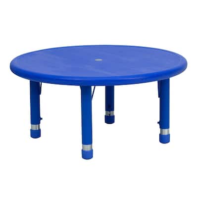 33" Round Plastic Height Adjustable Activity Table - School Table for 4
